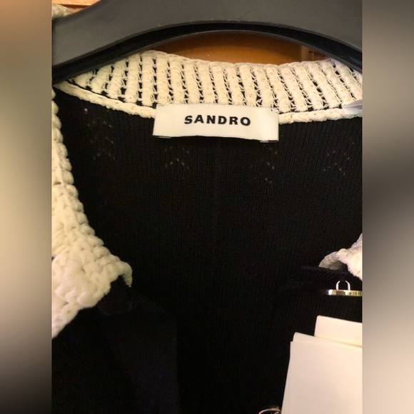 SANDRO Villa Crochet Collar Midi Dress - Picture 10 of 13